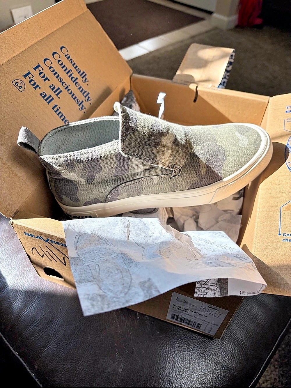 New SeaVees Huntington Middie Saltwash Camo Sneakers Green & Gray US 7